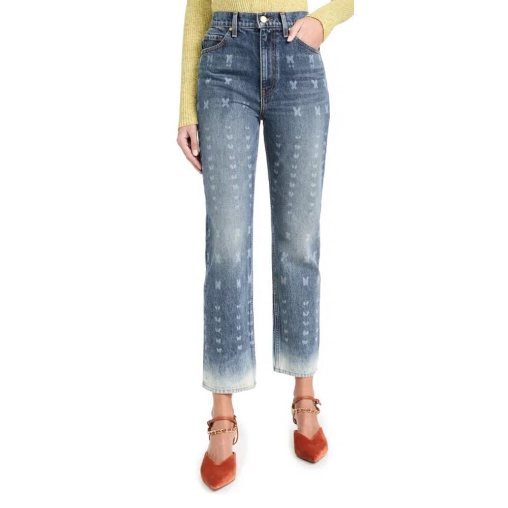 ULLA JOHNSON The Cropped Agnes Jeans Etched Arashi NWT Size 23